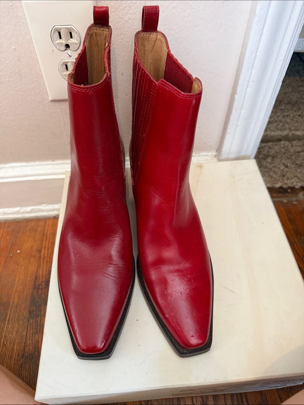 Madewell red leather ankle boots size 9.5